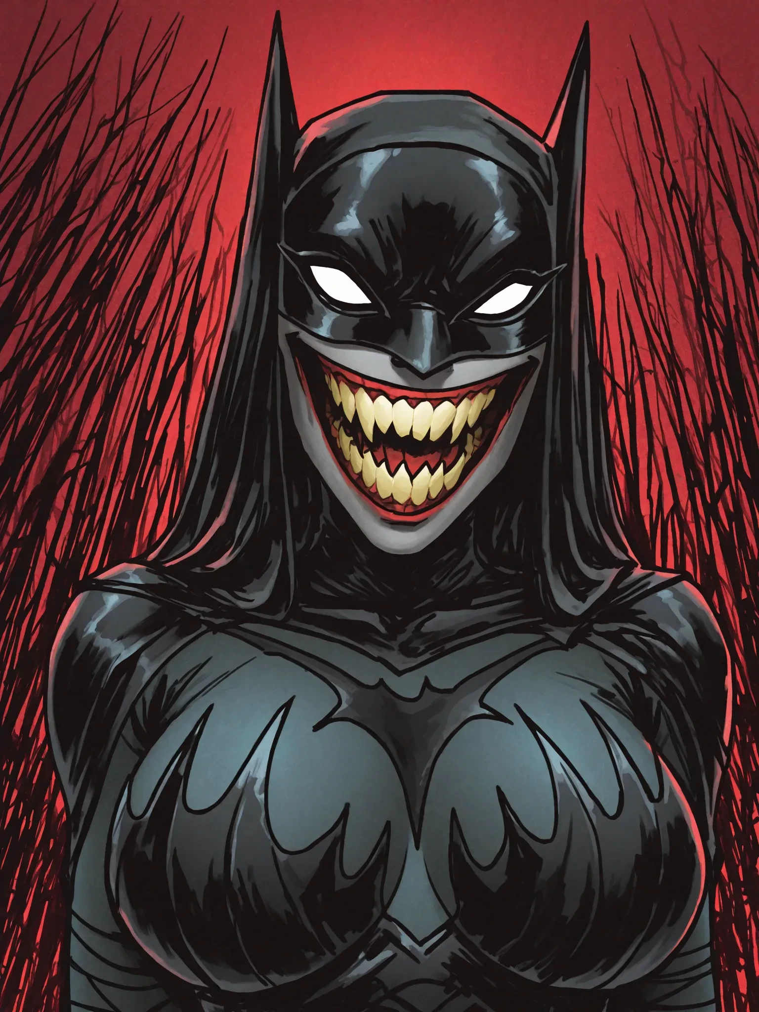 role conception,female,halfbody,Exaggerated arm movements with strong facial expressions - cold,Unified single-tone color scheme--blue,The Original Vampire Queen, Queen,独奏,Sharp teeth that close neatly,Super Vampire Style, 1990's, retro, artist by Frank Miller, Trending on artstation,flat illustration,simple,solid color background, colorful illustrations,simple minimal,minimalist , style of behance,8K