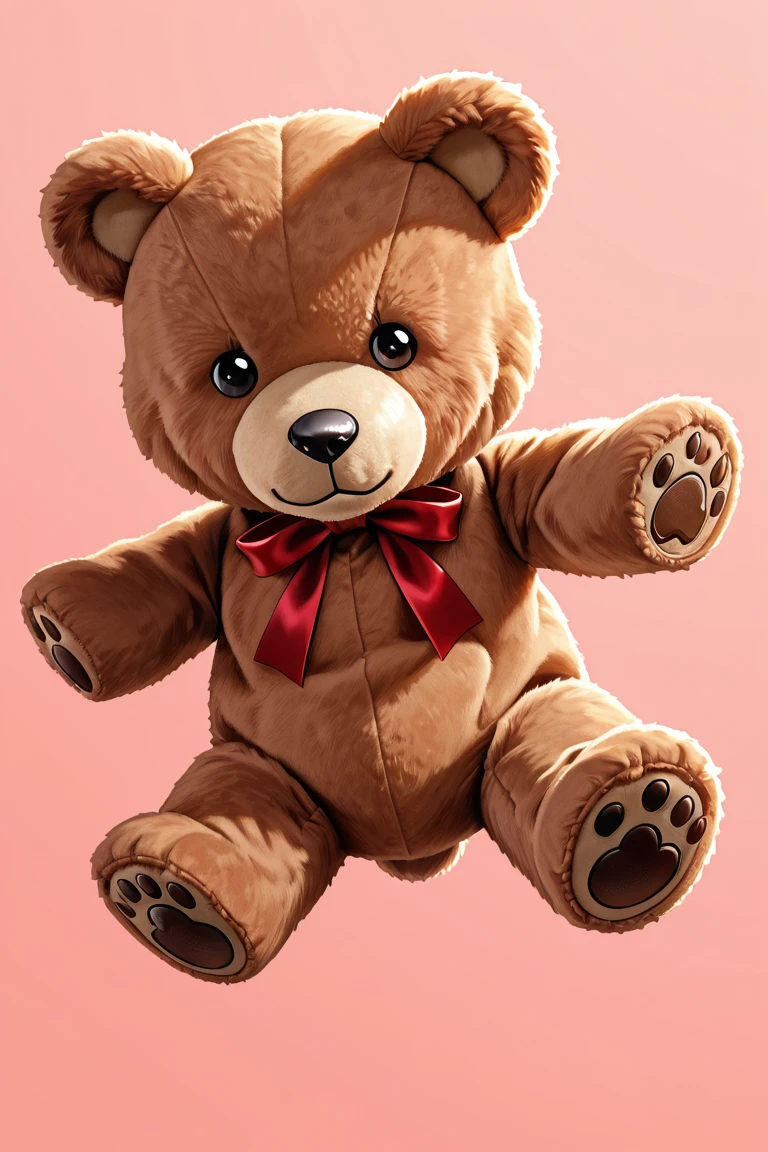 vibrant-semirealistic official style focus, object focus, still life, teddy bear, stuffed toy, simple background, dynamic angle, dynamic action, dutch angle, masterpiece, best quality, amazing quality, very aesthetic, absurdres, newest, very awa