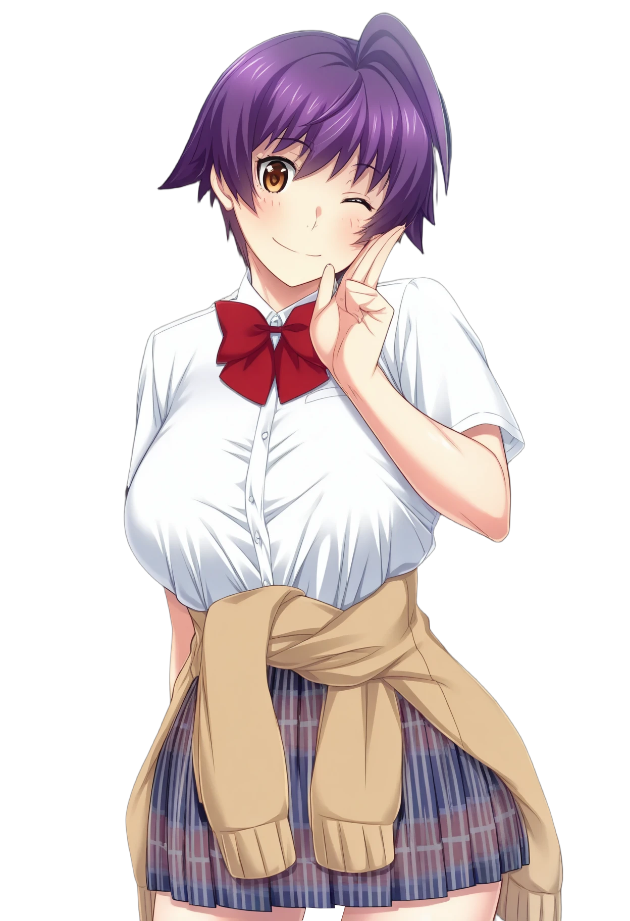 megumin, 1girl, solo, looking at viewer, short hair with long locks, bandaged leg, black hair, red eyes solo, bikini,　live stage, Big Breasts, nsfw (See-Through Student Uniform) Nipples Sobbing