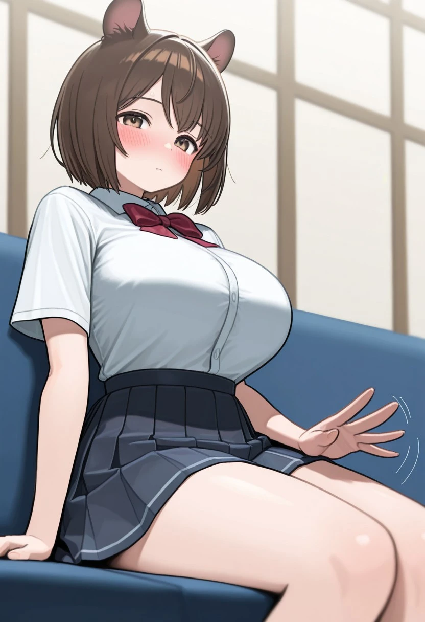 Erotic Anime Illustration、Anime Style、highest quality、Small office、Voluptuous female soldier、Perfect proportions、Very large breasts、Fatty legs、Erect nipples、Cowboy Shot、Completely naked、Exposed nipples、Exposing Vagina、Split squats、smile