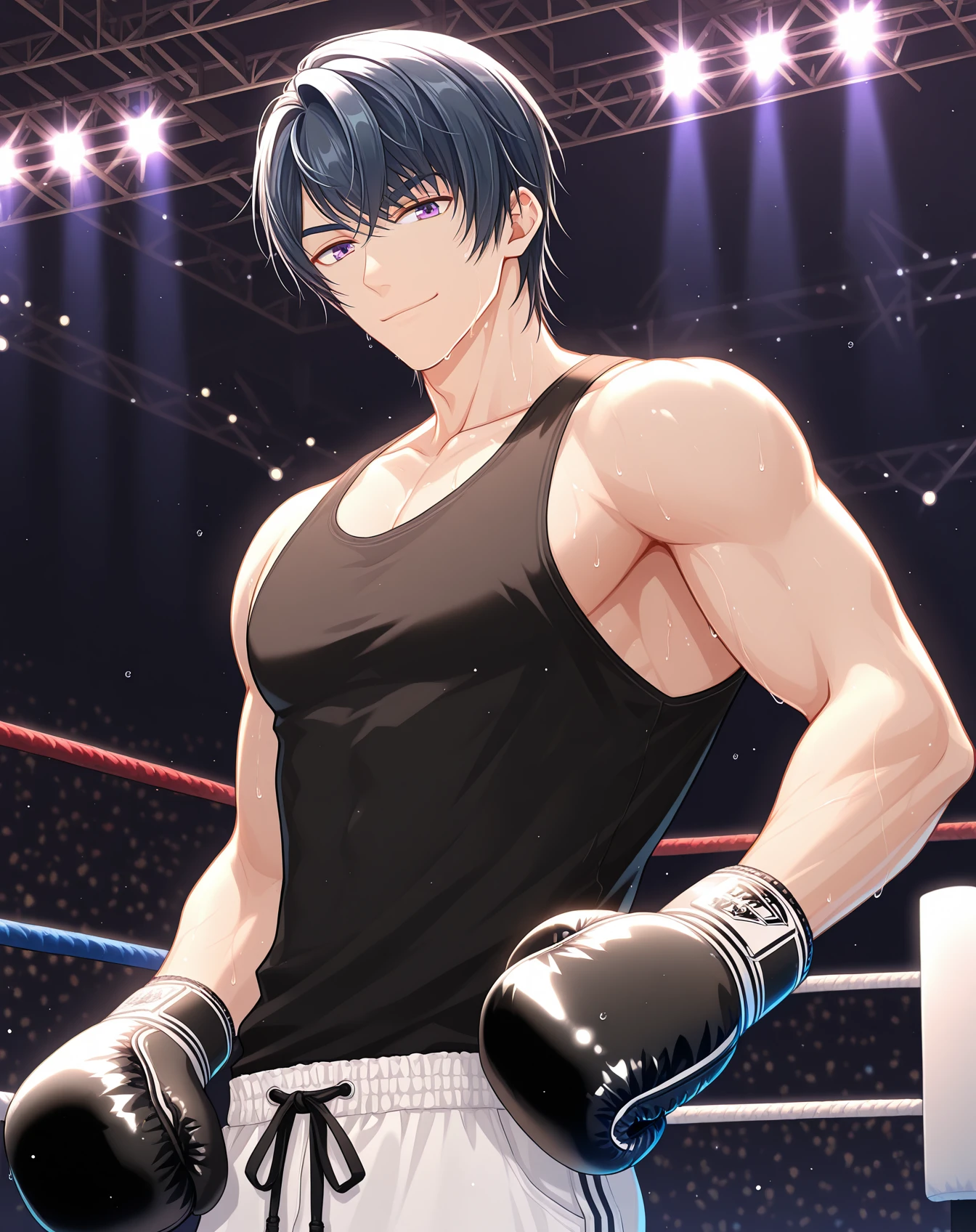 shingenseiji, idol master side m, (masterpiece:1.5), (best quality:1.5), (high quality:1.5), (solo:1.27), (muscular male:1.27), (bara:1.27), satisfaction, happy, pleasure, (dynamic angle:1.21),(dynamic hair:1.27),(detailed pupils:1.21),looking at viewer, (dynamic pose:1.15), (beautiful detailed hands:1.21), illustration, (cinematic light:1.15), ultra detailed, (disheveled hair:1.34), big bulge, (large pectorals:1.3), pectoral cleavage, sidepec, (abs:1.3), (thighs:1.3), (bulky:1.2), novel_illustration, anime_screencap,