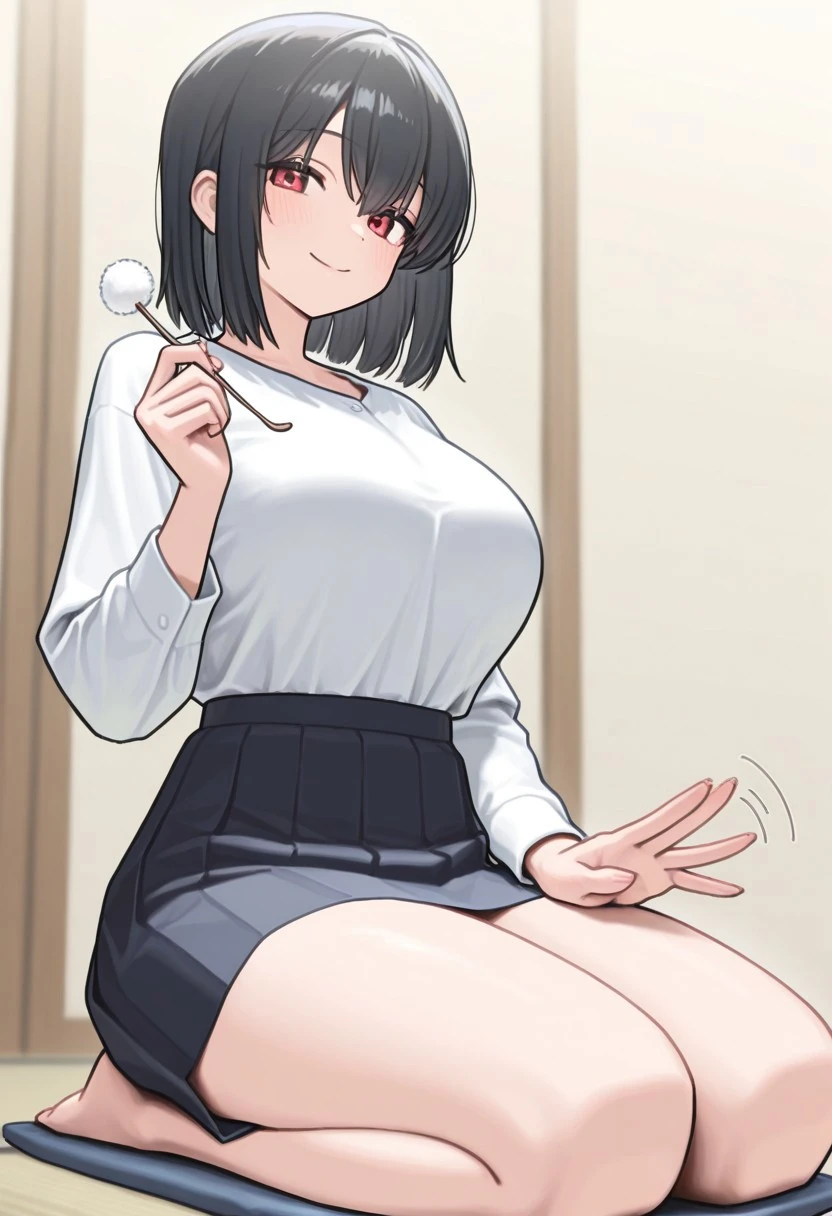 masterpiece, Highest quality, so beautiful, Absurd,
One girl, alone, Black Hair, Bobcut,
Thermont 16A, Glasses,
Collared shirt, Happy, smile, Sticking out tongue、whole body、View your viewers, White Background, Simple Background,被写体のwhole bodyが映る、(From below:1.3)、Crossdresser、Transsexual、NSFW