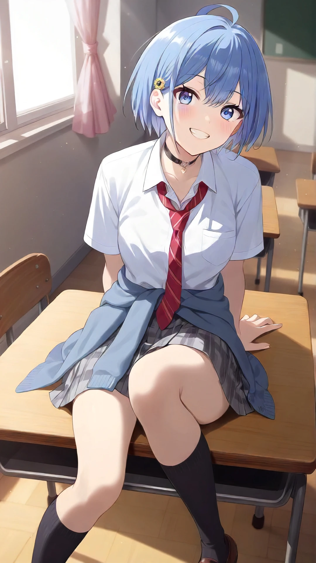 (( Masturbating by touching the vagina with your fingers)),Beautiful lighting, One Girl, solo, Akane, White shirt, (((skirt)))，Sweater vest, Black vest, Blue tie, ((Anime Style))、((2D))、Laughter、Open your mouth、Look forward，((Cotton panties with crotch))，(((skirtめくり, I can see your pants)))，squat，From below，blush，Embarrassing，skirtを持ち上げる，Spread your legs，(( Masturbating by touching the vagina with your fingers)), (( Masturbating by touching the vagina with your fingers)), (( Masturbating by touching the vagina with your fingers)), (( Masturbating by touching the vagina with your fingers)), (( Masturbating by touching the vagina with your fingers)), (( Masturbating by touching the vagina with your fingers)), (( Masturbating by touching the vagina with your fingers)),