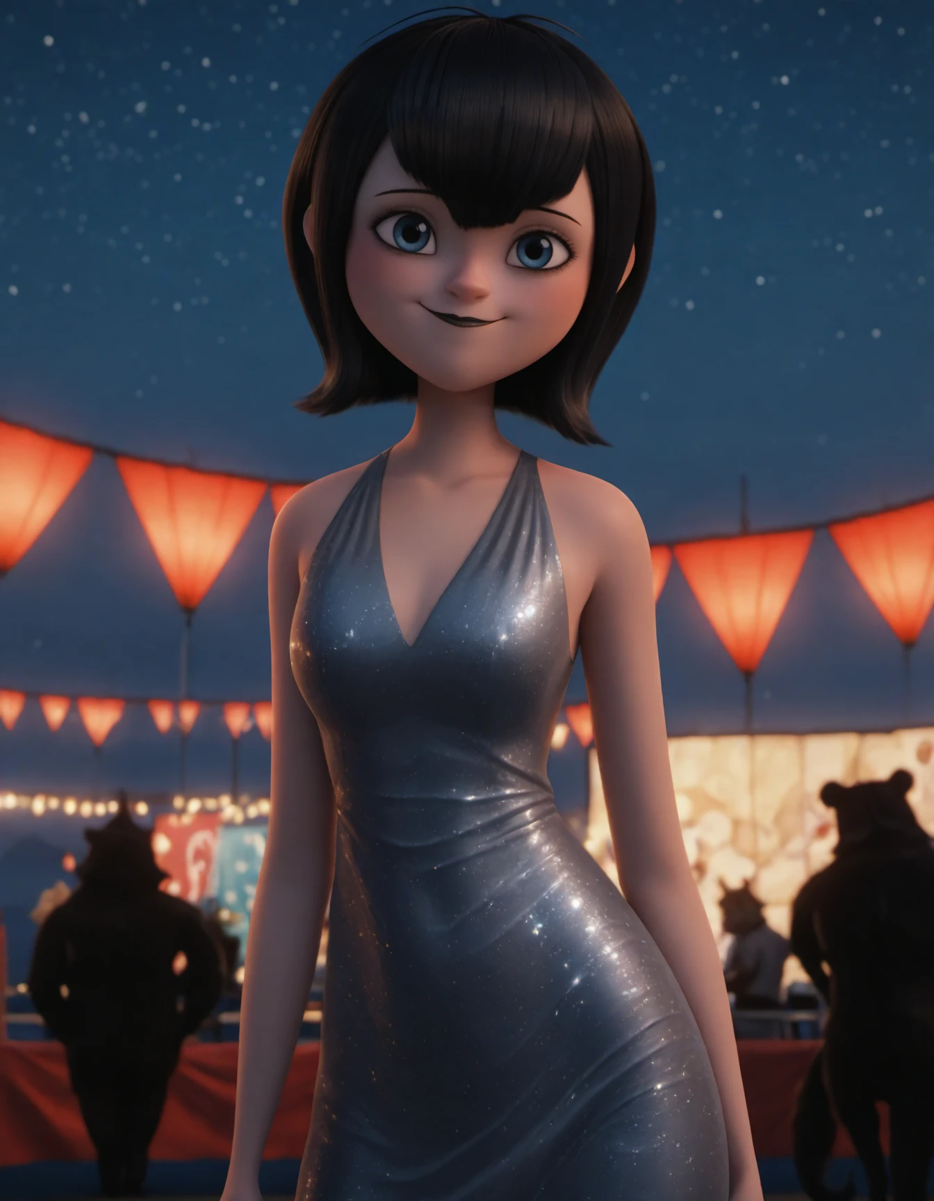 best quality, highly detailed, 1girl,black hair, light smile, fancy silver dress, tight dress, looking at the viewer, Film Festival,
<lora:marillv11:1>