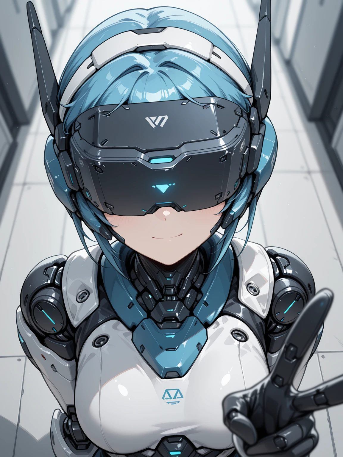 masterpiece,best quality,amazing quality,very aesthetic,absurdres,newest,
BREAK,
, science fiction, , head-mounted display, portrait,
solo, ,1girl, android, headgear, from above, v, facing viewer, foreshortening, depth of field, forced perspective,
<lora:Anachrotech_Mecha_bits_Illustrious:1> an4chr0t3ch, head-mounted display