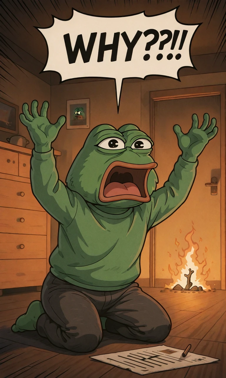 embedding:IllusP0s, WHY?!, speech bubble, screaming, kneeling, pepe,<lora:why_illustrious.safetensors:1.0:1.0> <lora:Maid Magic_PEPE.safetensors:0.8:0.8>