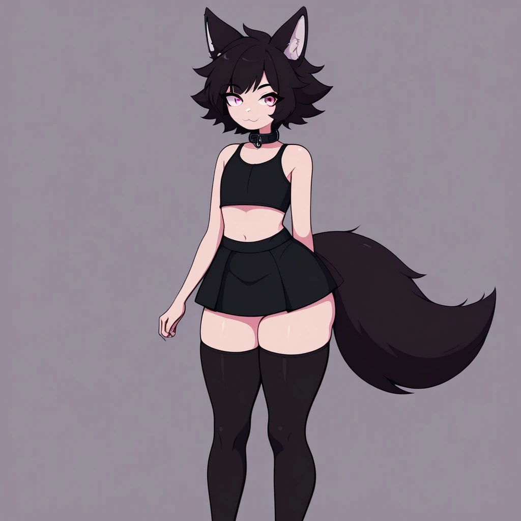 by zackary911, (coffeesoda:1.1), hioshiru, zackary911, wolf, anthro, femboy, solo, tight shirt, fur, looking up perspective, perspective from tiny, (he is looking down at the tiny), curvy thighs, huge thighs, blep,heterochromia, purple right iris, cyan left iris, white and purple fluffy body, very short shorts, he is a giant, teasing face, buldge, standing in front of size chart, size chart, size chart 10 feet, 10 feet tall, very huge, very tall, paws on belly