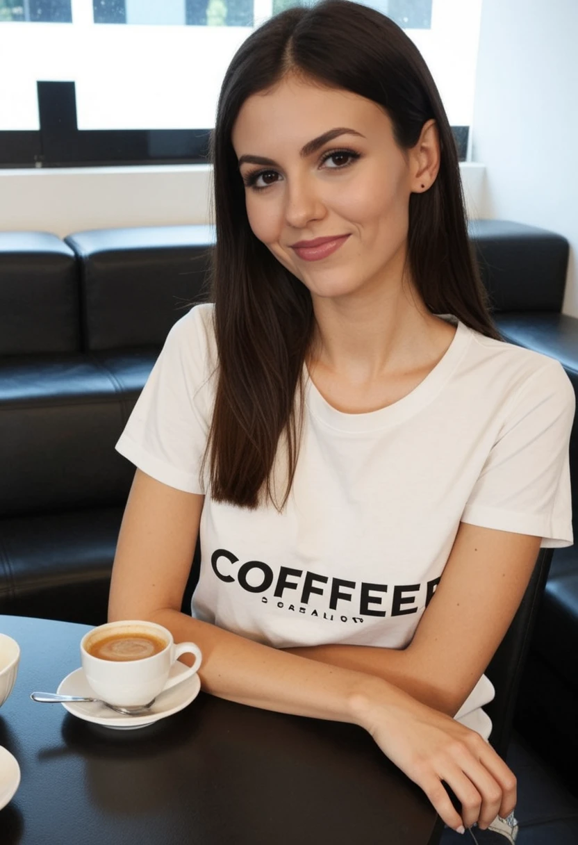 victoria, sitting, in a coffee, t-shirt, coffee on the table perfect quality, skin detailed
<lora:victoria_rank16_fp16:1> <lora:dmd2_sdxl_4step_lora_fp16:1>