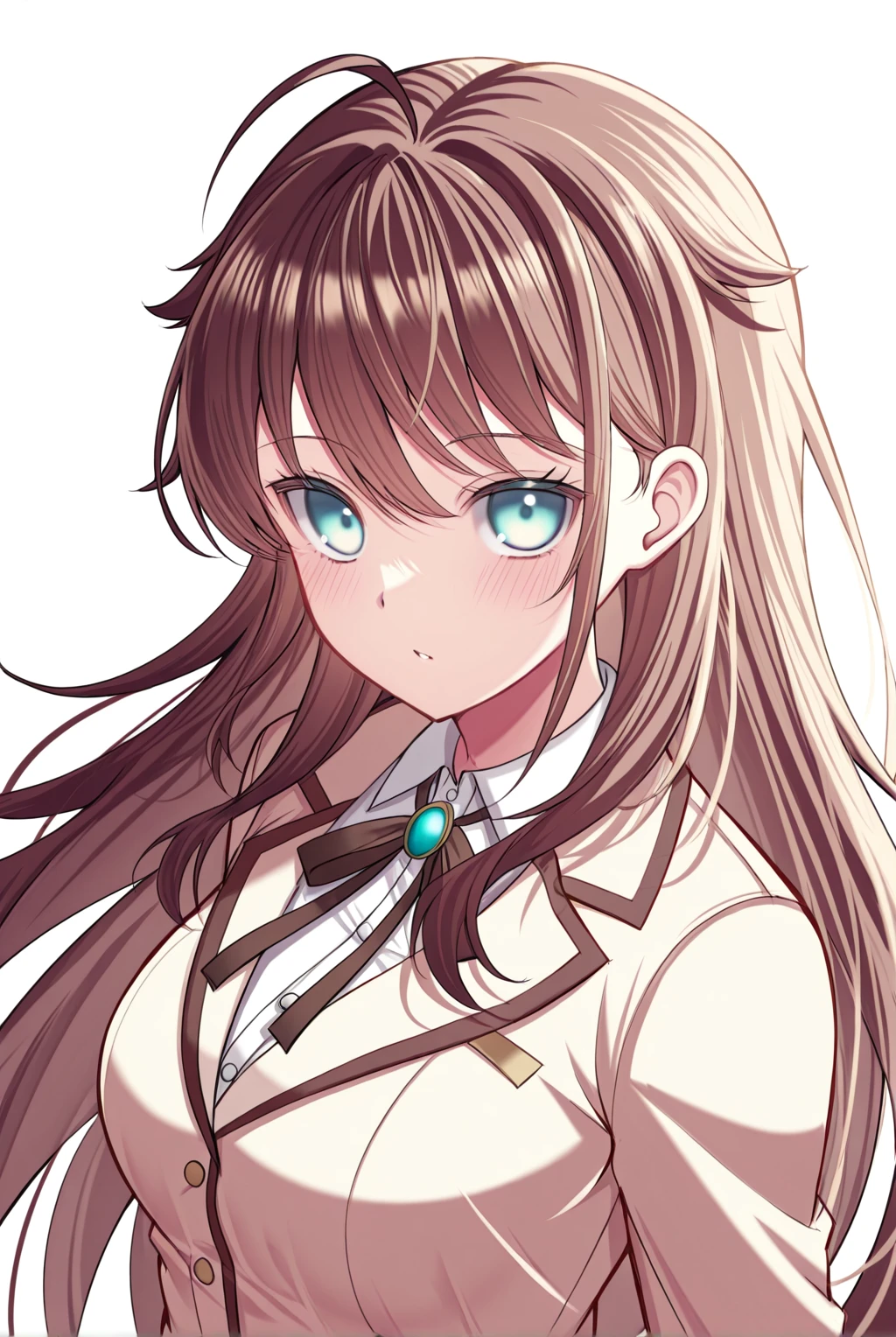 1girl,Kashiwazakikana ,aqua eyes,dynamic pose, <lora:Kashiwazakikana-OnlyCharV3-IXL:1>,brown hair,ahoge,upper body,