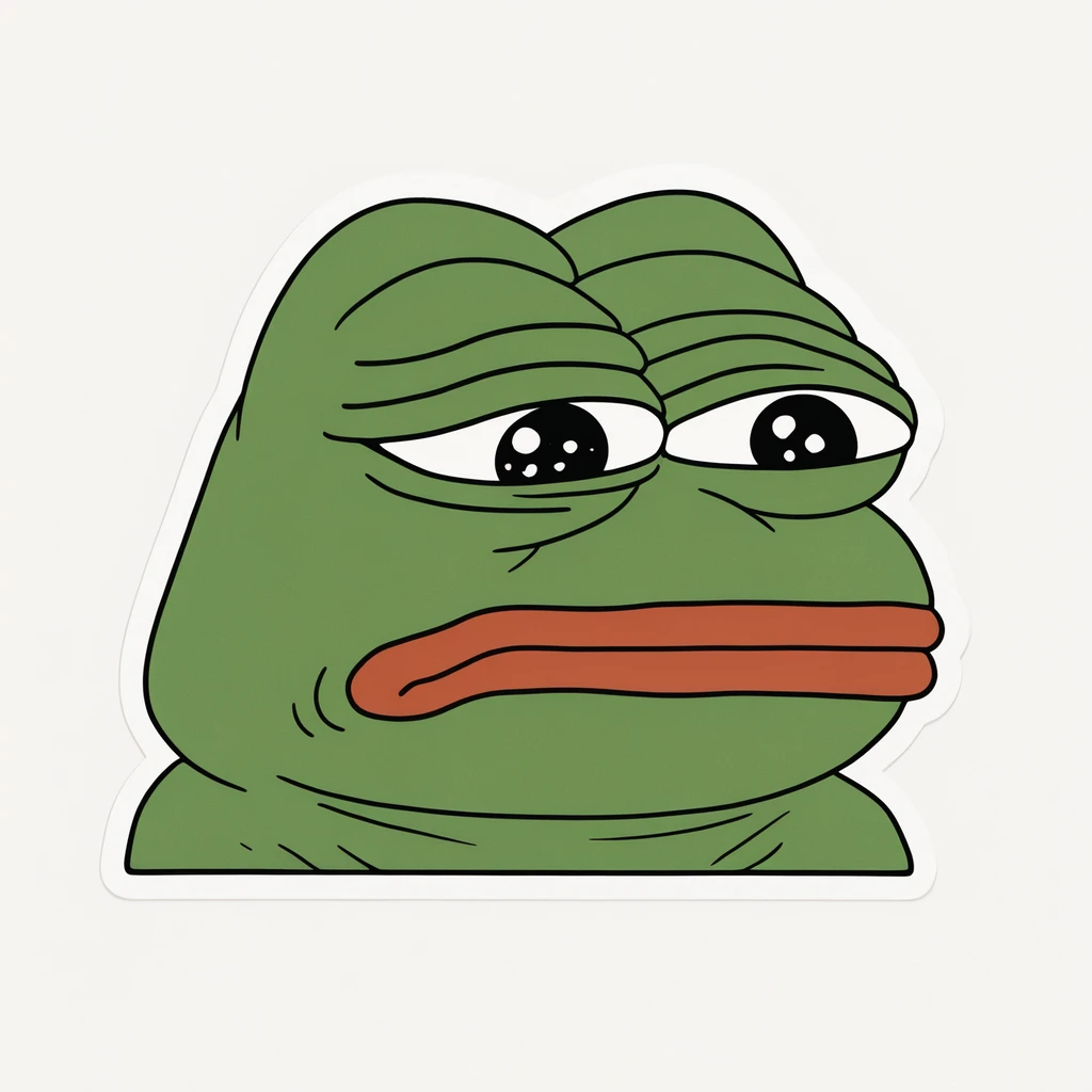 embedding:IllusP0s, peeker sticker, white background, solo, pusheen, pepe, sad, green skin, red lips,<lora:peek sticker_illustrious.safetensors:1.0:1.0> <lora:Maid Magic_PEPE.safetensors:1:1>