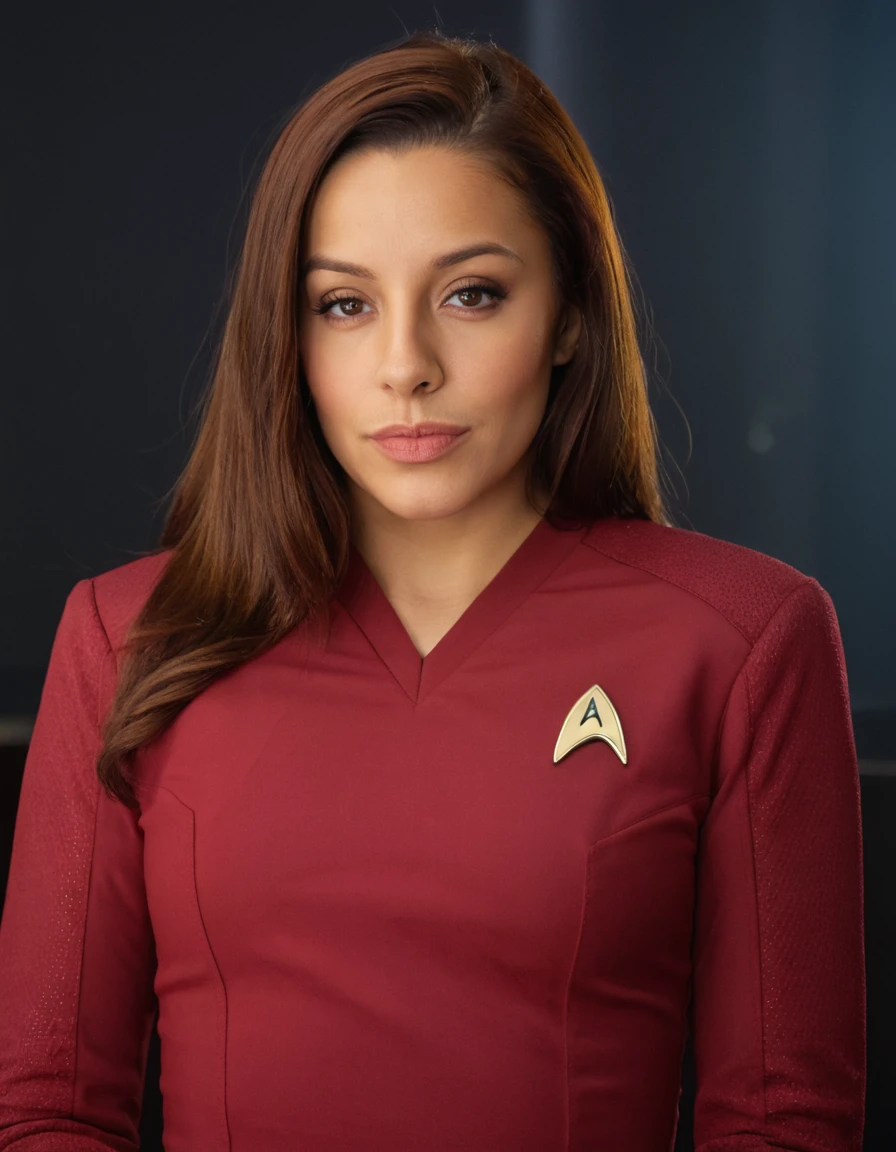 xxvanbarxx, 1girl, brown hair, brown eyes, , <lora:SNWXLV2:0.8> red stsnwunf uniform, portrait ,, <lora:add-detail-xl:0.6>, photorealistic, highly detailed, cinematic still, masterpiece, , , , <lora:VannaBardot_SDXL_v1-000005:0.6>