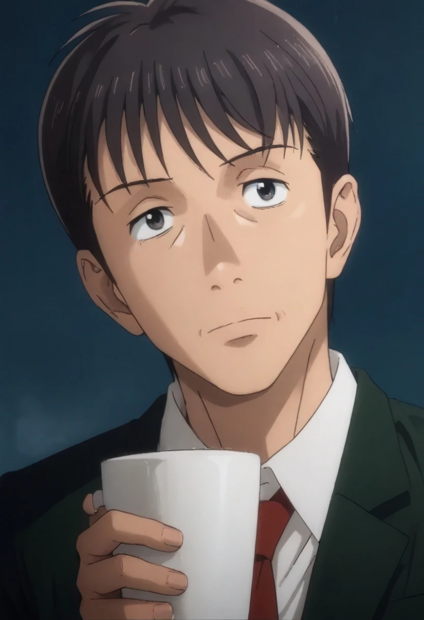 (score_9, score_8_up, score_7_up,masterpiece,best quality,ultra-detailed,source_anime,Japan anime style,perfect anatomy,Streaming Tears,),1boy,male focus,solo,handsome detailed face,Tosu_Tetsuo,slim,black hair,short hair,black eyes,collared shirt,necktie,jacket,dynamic angle,dynamic pose,(((Tilt-shift photography,Cinestill 50 film,Looking Up,Sneezing,holding cup,visible through hair))),<lora:Tosu_Tetsuo:0.9>,<lora:add-detail-xl:1>,<lora:age_slider_v4:2>,<lora:Pony Muscle slider:-1.5>,