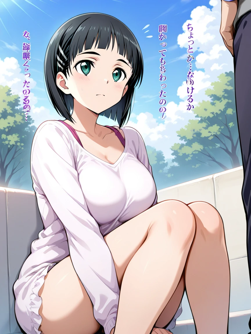 kuroe shizuku,
masterpiece, best quality, highly detailed, small breast, showing breast, seductive pose, vaginal sex, at garden with crowded people, looking for others people, cosplay at the park, looked others people, photoshoot, people captured using camera, blowjob 1 boys, (naked:1.3)、(steam:1.2),(sweat:1.3),girl trembling with sexual climax,nsfw、(vaginal sex:1.5),3boy,penis,nsfw, zoom out