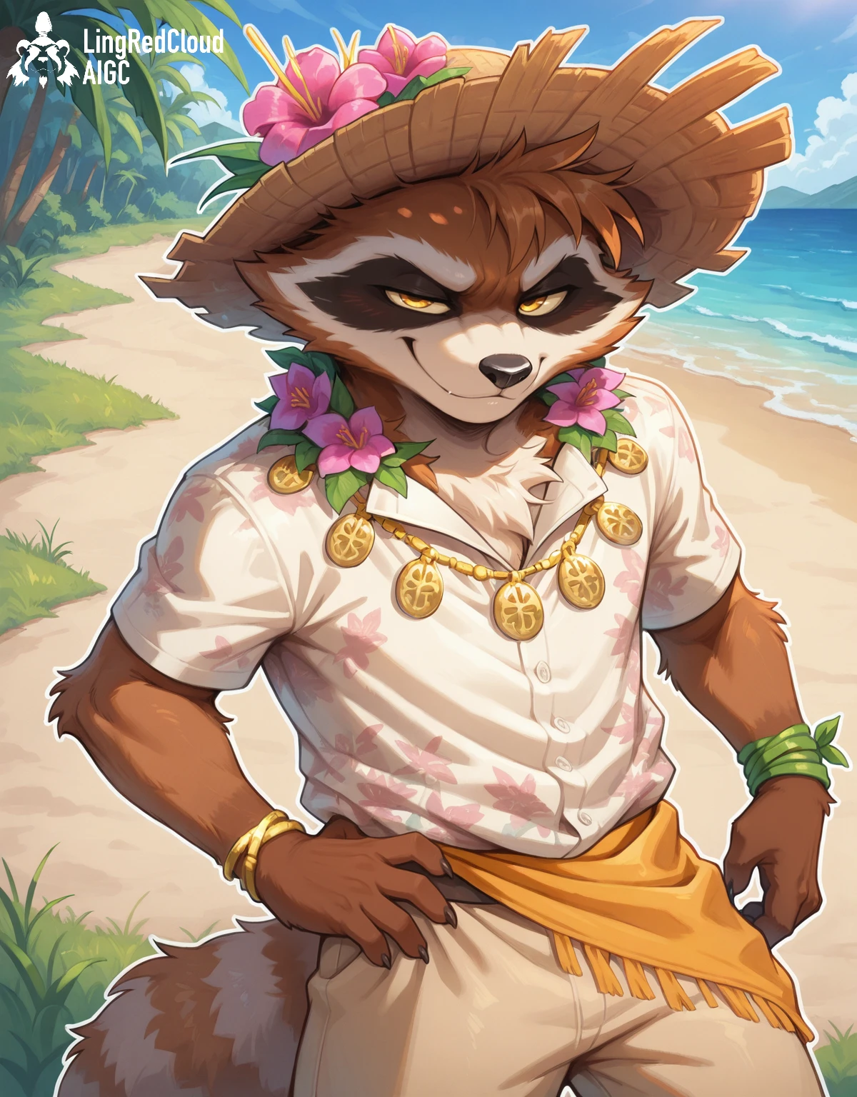 MarvelRivals Skin Series-Rocket Raccoon - Sunshine Raccoon | 漫威争锋皮肤系列-火箭浣熊- 热带风情『Illustrious』 v1.0