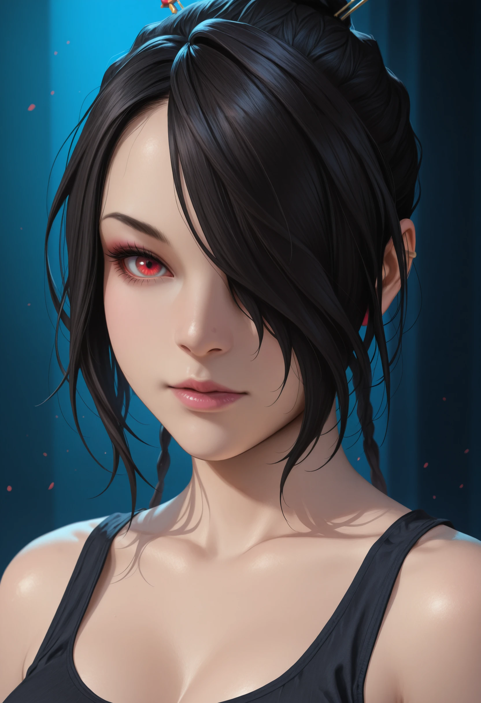 masterpiece, very aesthetic, best quality, absurdres, newest, solo,
<lora:ILFFLulu:1>
FFLulu, 1girl, black hair, one eye covered, red eyes, tank top, looking at viewer, portrait