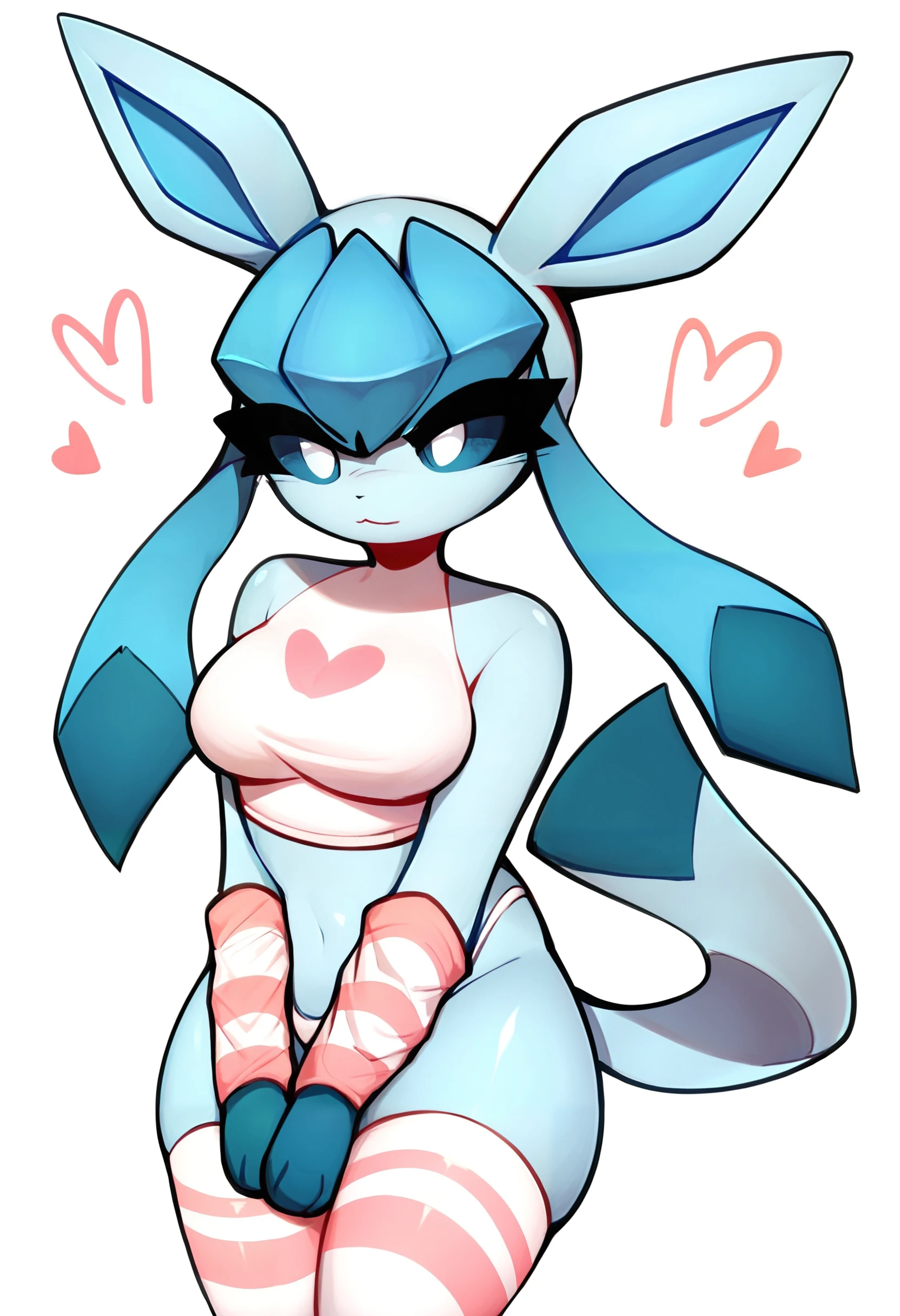  score_9,score_8_up,score_7_up, source_furry, kemono style, an Anthro furry Glaceon female, blue sclera, white eyes, furry head, tall slender body, hourglass figure, naked, simple grey background, pov, pov footjob, feet paws with four toes, she is straddling a faceless human male, on a bed, icy mist surrounding them, ice crystals around her 