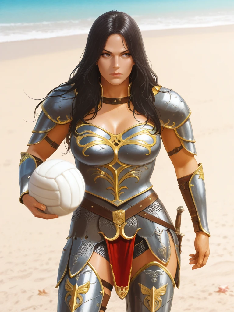 <lora:Mia:0.7>
miawar,,long hair, dark hair,, armor,,
on a beach, playing volleyball, solo, spiking the ball