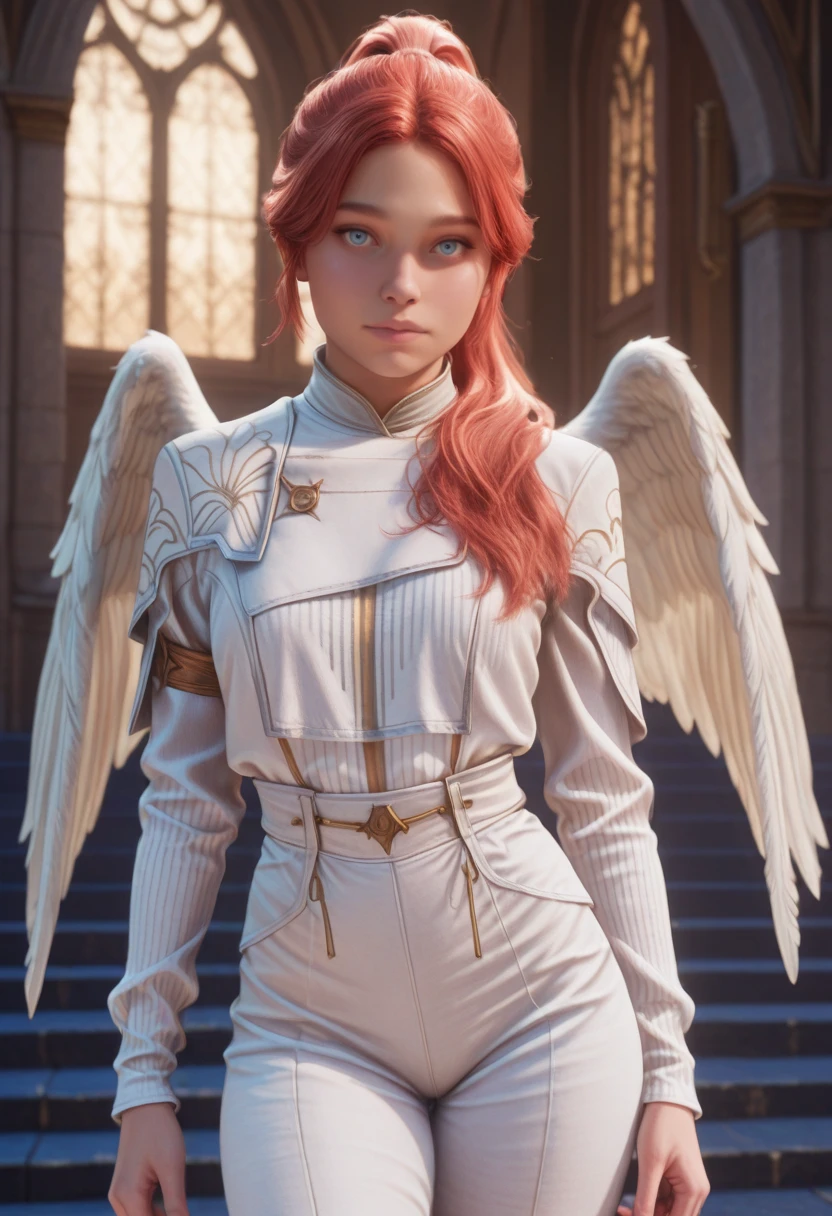 masterpiece, very aesthetic, best quality, absurdres, newest, realistic
<lora:ILE3Maelle:1.0>
E3Maelle, 1girl, red hair, long hair, ponytail, blue eyes, looking at viewer, wearing soft white attire, standing gracefully with white wings on back, fantasy background, soft lighting