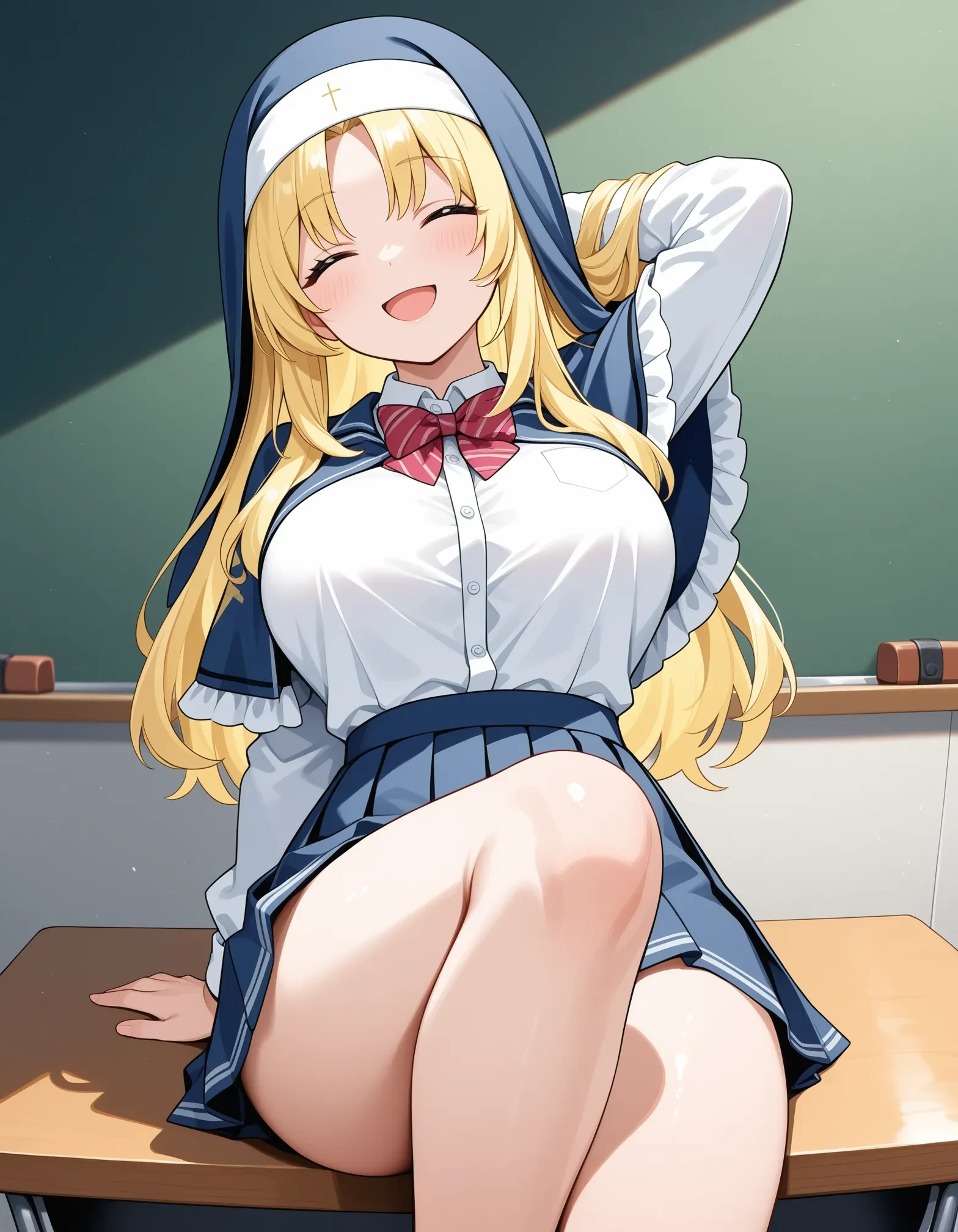 One girl,Blonde Hair, blue eyes, Twin tails,Detailed eyes, Tight shirt, ,mini skirt,School corridor,Large Breasts, Saggy breasts,(compensate:1.1),lipstick,Center Opening,abdomen ,,between legs,Condom Belt, Dynamic pose,Having sex with a man,Melted face