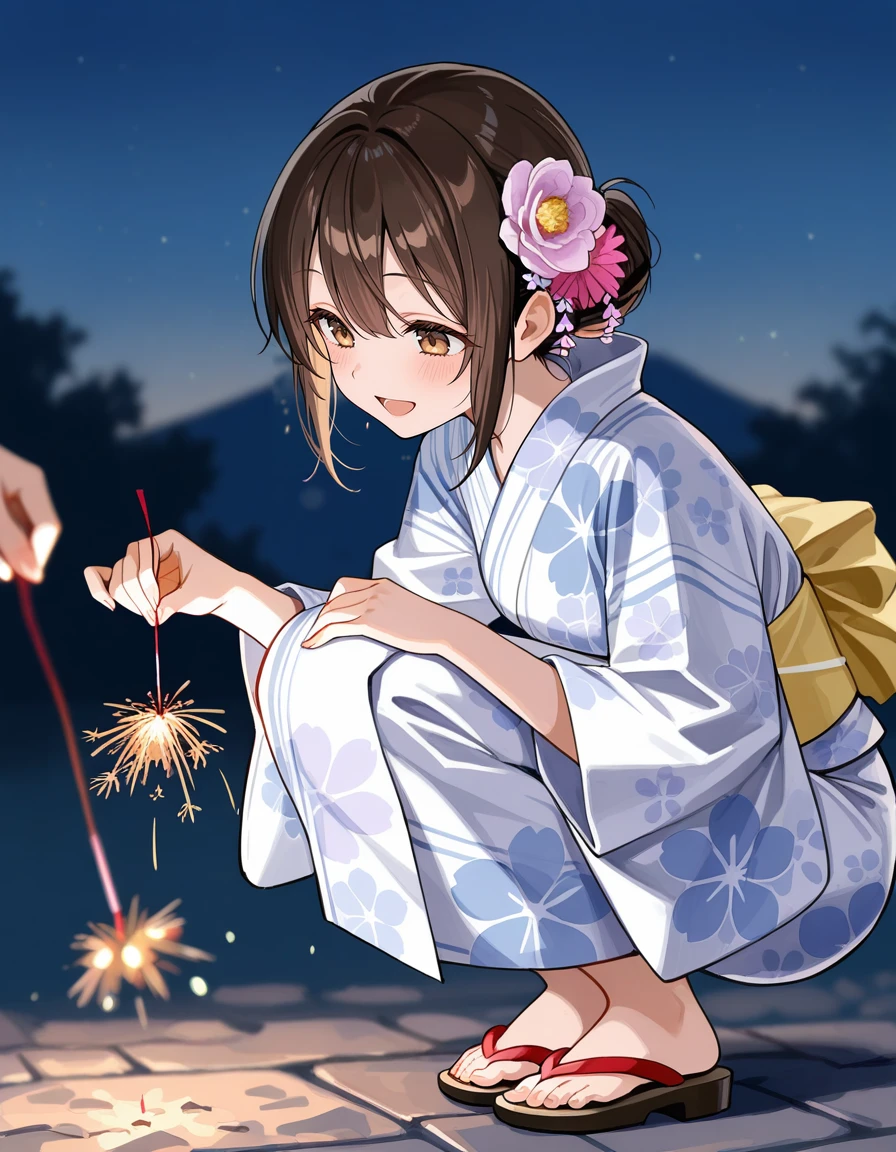 ((sexy cute mini kimono and elegant beautiful white laced panties)),
Full body,Looking back,♥(Japanese beautiful flower printed kimono,yukata),((1girl,cute,young,semi long beautiful black hair,blunt bangs,twin tales,beautiful eyes)),(solo),((masterpiece, highest resolution,best quality)), (beautiful illustration),(Japanese beautiful flower printed kimono,yukata),
innocent smile,cinematic lighting,Japanese Festival,stall,fireworks,night sky,full moon,shooting star,