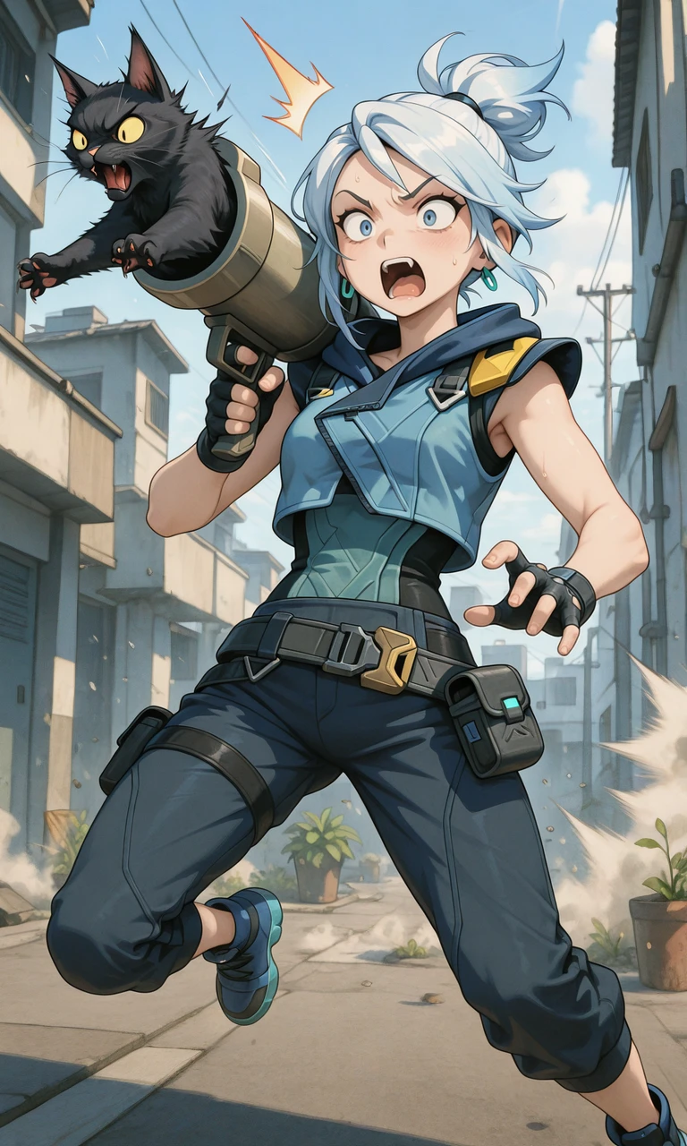 embedding:IllusP0s, cat launcher gun, holding weapon, jett_\(valorant\), surprised<lora:cat launcher gun_illustrious.safetensors:1.0:1.0>