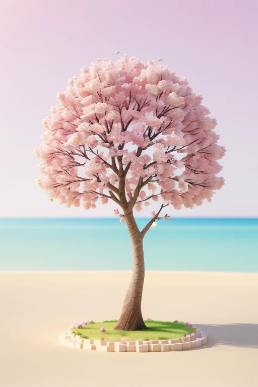 style of ral-3dcubes, landscape of a (Hurghada:1.2) and Cherry blossom tree, Depressing, fauna, Cutecore, 80mm, Embossing, nature, <lora:ral-3dcubes-sd15_epoch_9:0.75>, vivid colors, confident, theatrical, creative, intricate, elegant, fine detail
