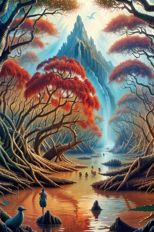 style of ral-3dcubes, fantasy art, landscape of a (Mangrove:1.2) and Inca Magic wand, 1940'S, crowded trees, Overdetailed art, <lora:ral-3dcubes-sd15_epoch_9:0.75>, dynamic, surreal, intricate detail, deep rich colors, stunning detail, beautiful detailed, shiny, ambient light