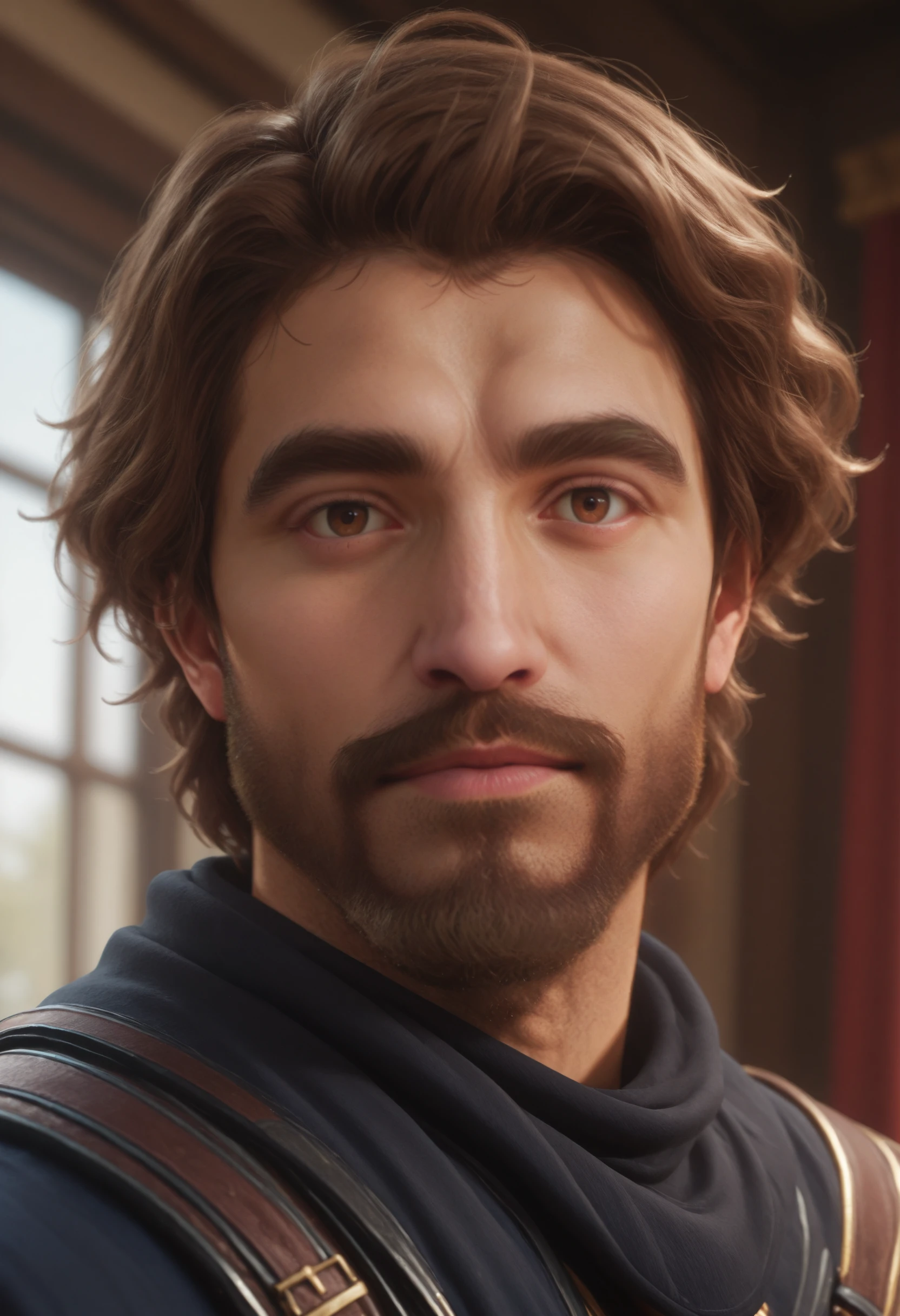 masterpiece, very aesthetic, best quality, absurdres, newest, realistic
<lora:ILE3Gustav:1.0>
E3Gustav, 1boy, male focus, short hair, brown hair, brown eyes, beard, looking at viewer, portrait