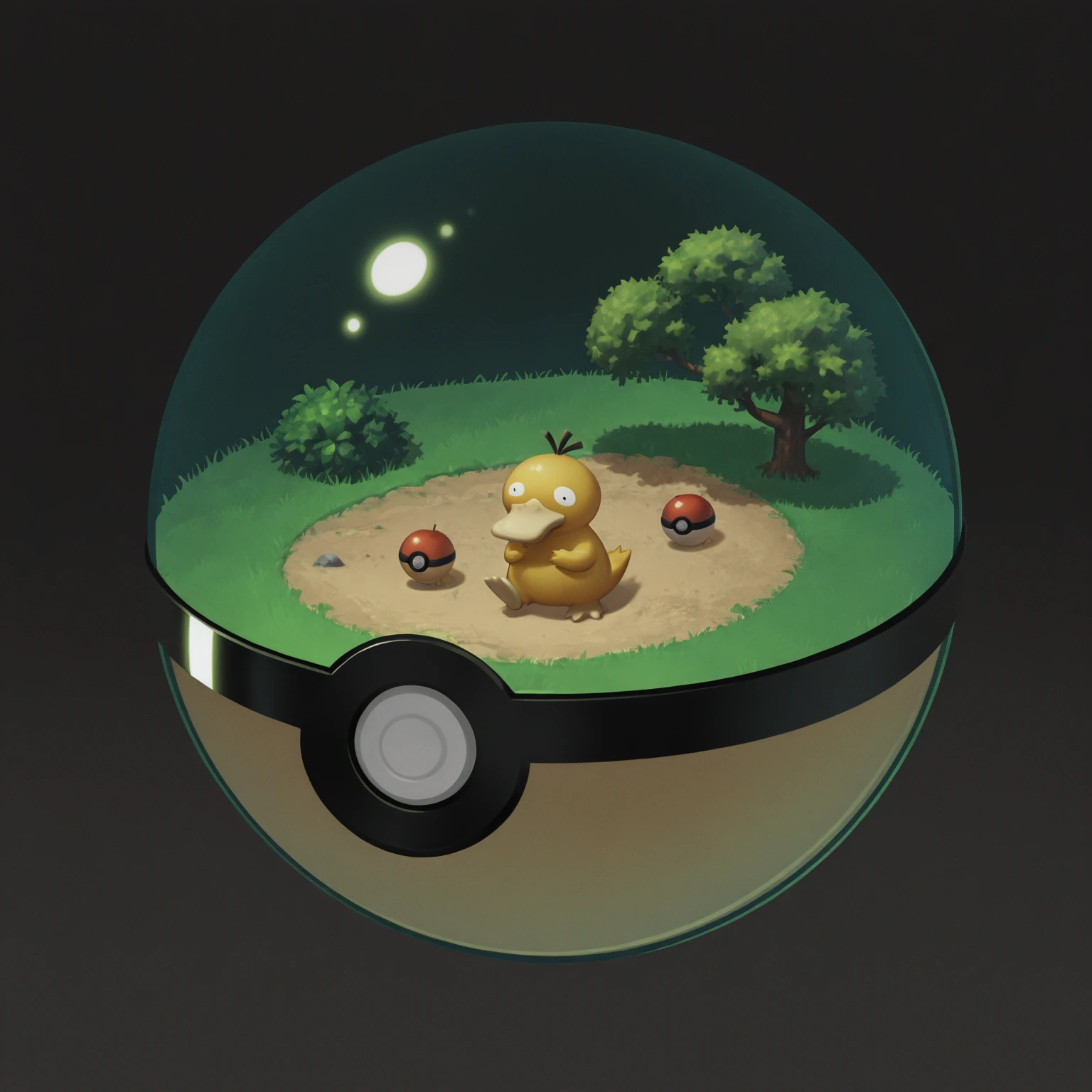 masterpiece, best quality, amazing quality, <lora:Inside_pokeball_buns:0.7> 1ns1d3pok3ball, pokeball, pokemon (creature), no humans, Psyduck, masterpiece, best quality, amazing quality