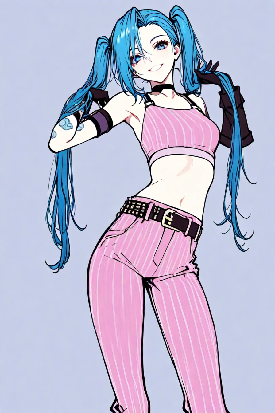 em uma praia com grande luar elementos sombrios style, modern jinx lol + Girl Broly sexy decote big tits orange pink lux dark seda short tshirt jeans Stars tattoo, expressive pose, urbanpunk, multi-layered perfect texture background, neo-expressiom