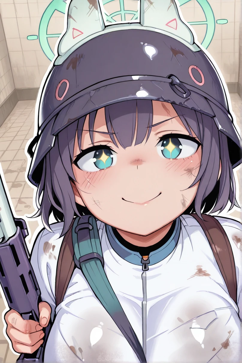 (pondering girl), (adventurer outfit:1.5), (white background), (eating:1.2)