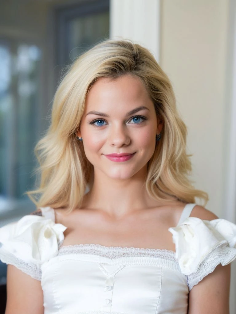 proportional eyes, extremely detailed face, detailed eyes, realistic, photorealistic, blonde hair, blue eyes, ashleyy, <lora:ashleyy:1>, smiling, grinning, excited