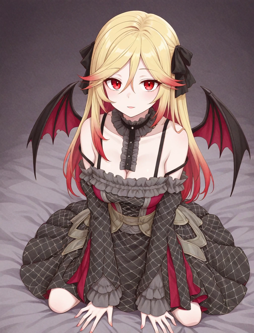 <lora:vampire_fraulein_XL_illustrious-noob_v1:1> 1girl, vampire fraulein, goth fashion, kneeling,, best quality, masterpiece, high quality, highres, absurdres ,<lora:NoobV065sHyperDmd:1>