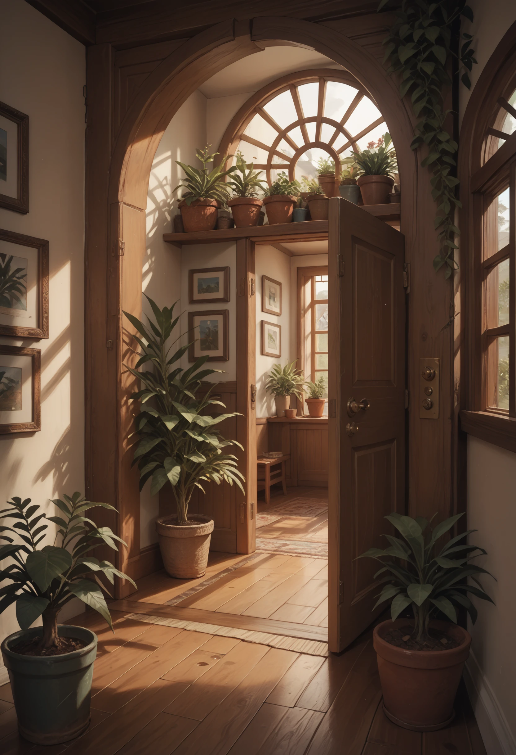 no humans, plant, scenery, potted plant, indoors, door,
, PonyXLV6_Scores