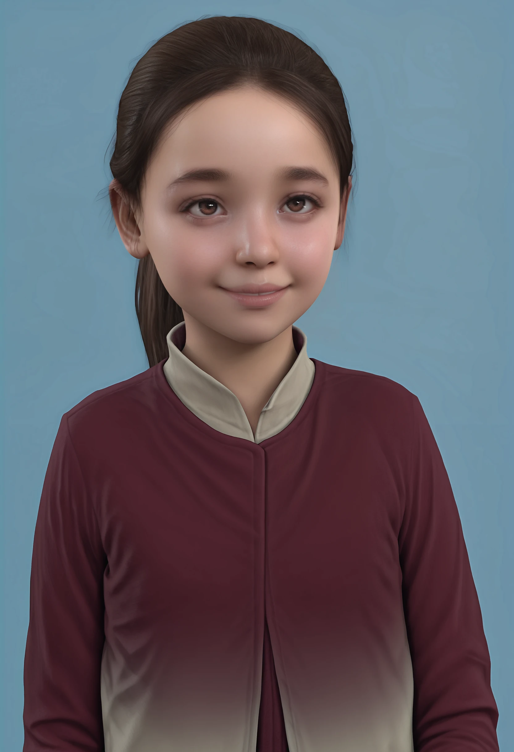 masterpiece, best quality, amazing quality, very aesthetic, absurdres, newest, <lora:AliceDBHILf:1> 4lilf, 1girl, brown hair, ponytail, brown eyes, jacket, upper body, smile,
light blue background, simple background,