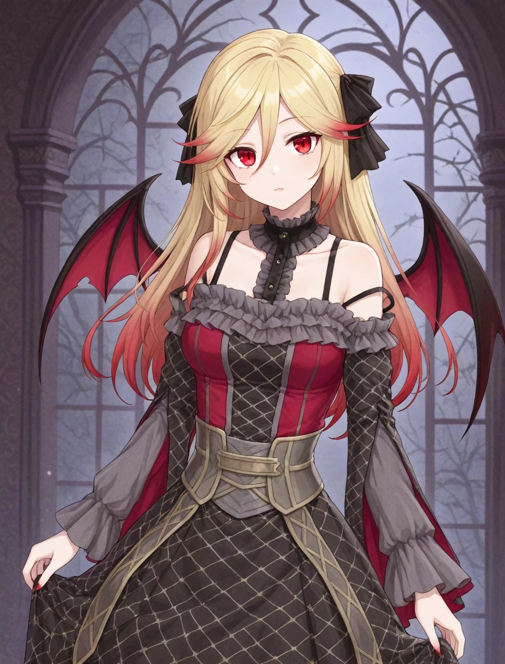 <lora:vampire_fraulein_XL_illustrious-noob_v1:1> 1girl, vampire fraulein, goth fashion,, best quality, masterpiece, high quality, highres, absurdres ,<lora:NoobV065sHyperDmd:1>