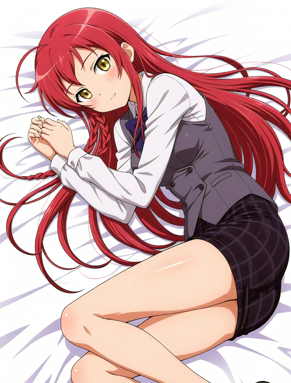 <lora:yusa_emi_XL_illustrious-noob_v1:1>1girl, yusa emi, skirt suit, on side,, best quality, masterpiece, high quality, highres, absurdres ,<lora:NoobV065sHyperDmd:1>