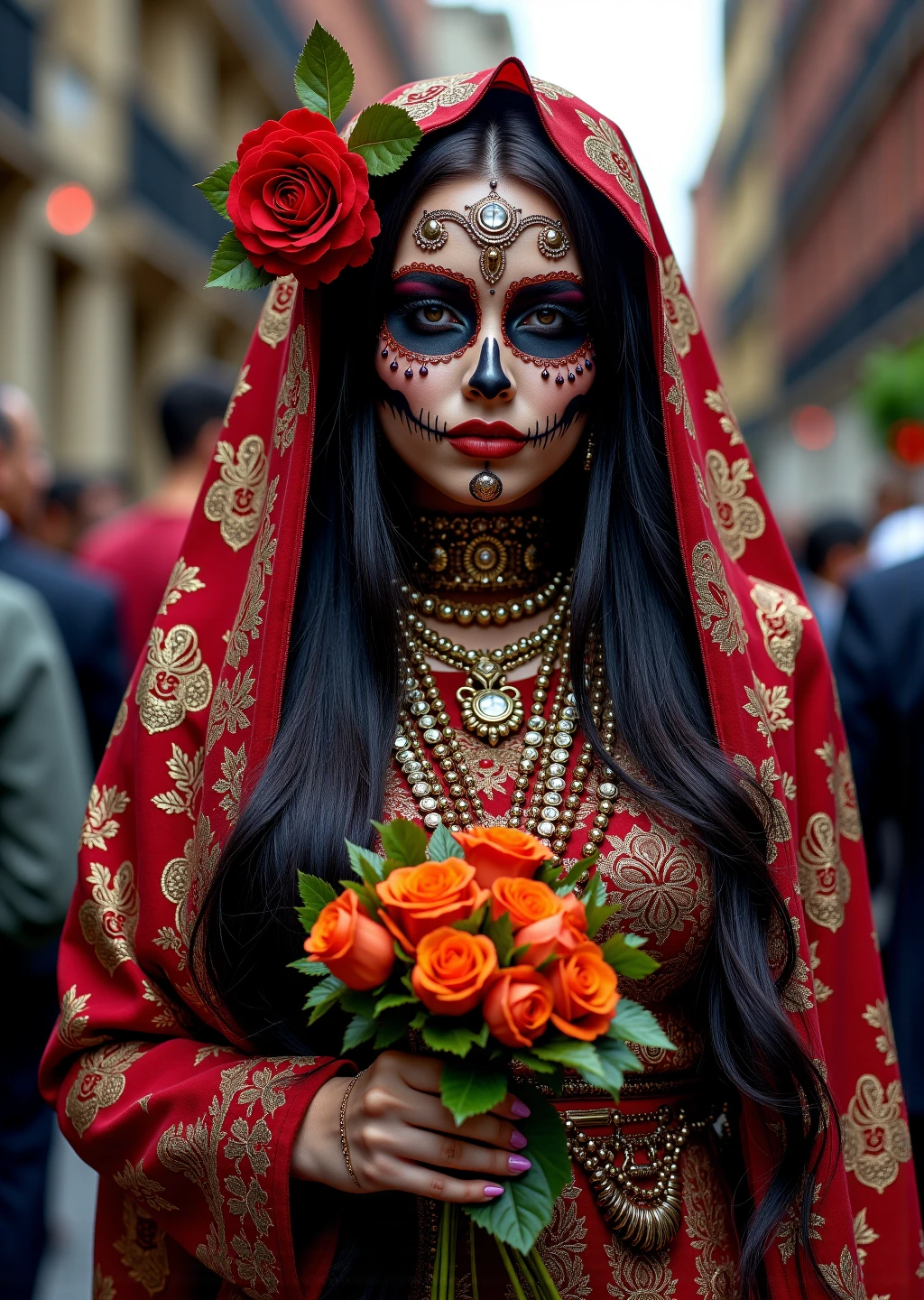 Dias de los Muertos Parade in Mexico City, high-resolution photography, ultra-realistic