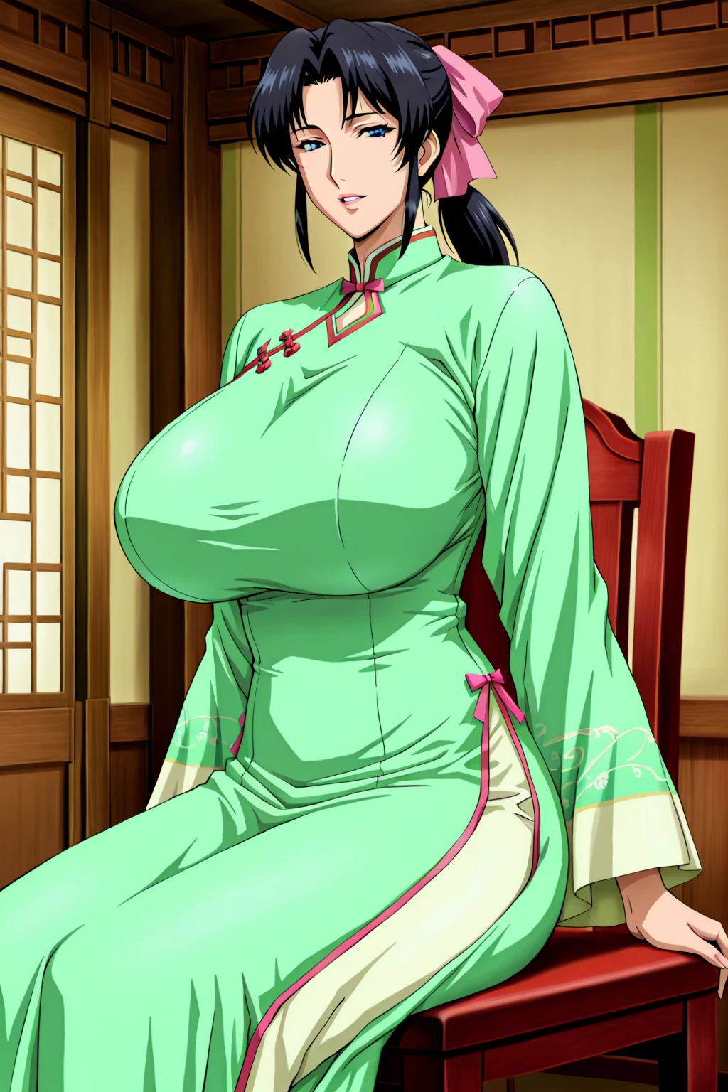 (best quality), (very aesthetic), (ultra-detailed), (best illustration),(a mature female),(perfect face),Mrs. Mi,Ryūūden,(((NSFW))),((full_body)),((full_NUDE),red cheek,sweating,skinny,flushed skin,(standing),traditional Chinese bedroom,