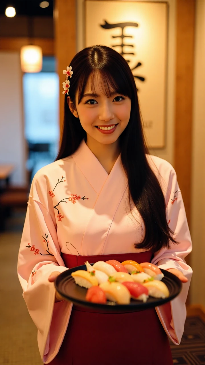 (Best-quality, Masterpiece, Ultra-High-Resolution, (Photorealistic:1.4), Raw Photo, depth of field, professional lighting, perfect anatomy, extremely details), 1girl, 15-years-old, the most famous Japanese idol, at Japanese-restaurant, wearing Japanese-KIMONO with cute-design, ((snort illegal drugs):1.3), extremely cute face, ((extremely beautiful big-eyes)), extremely beautiful hair, extremely beautiful skins, extremely beautiful long-eyelashes, extremely beautiful lips, looking at viewer, innocent smile, detailed Japanese-KIMONO, detailed Japanese-restaurant
