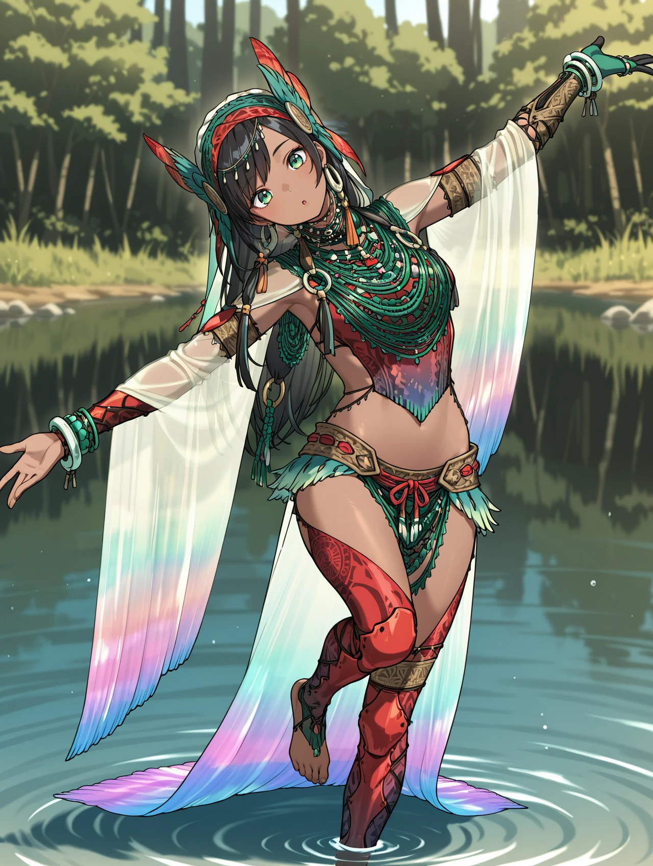 1girl, Angle from the front, The girl bends forward to show off her breasts、(Talim), (Tanned shiny black skin:1.6)、Squint your eyes, ((Narrowing his eyes and grinning with a devilish smile)), ( girl), blondes、Twin tails、forehead、Small breasts, hat, ((((arabian clothes, see-through)), (micro bandeau), (areola slip), small breasts, (shorts), (jewelry)))、desert, ((Sahara))、(((footjob))), 1penis, under hair, ((eject cum)), ((acrobatics pose)),