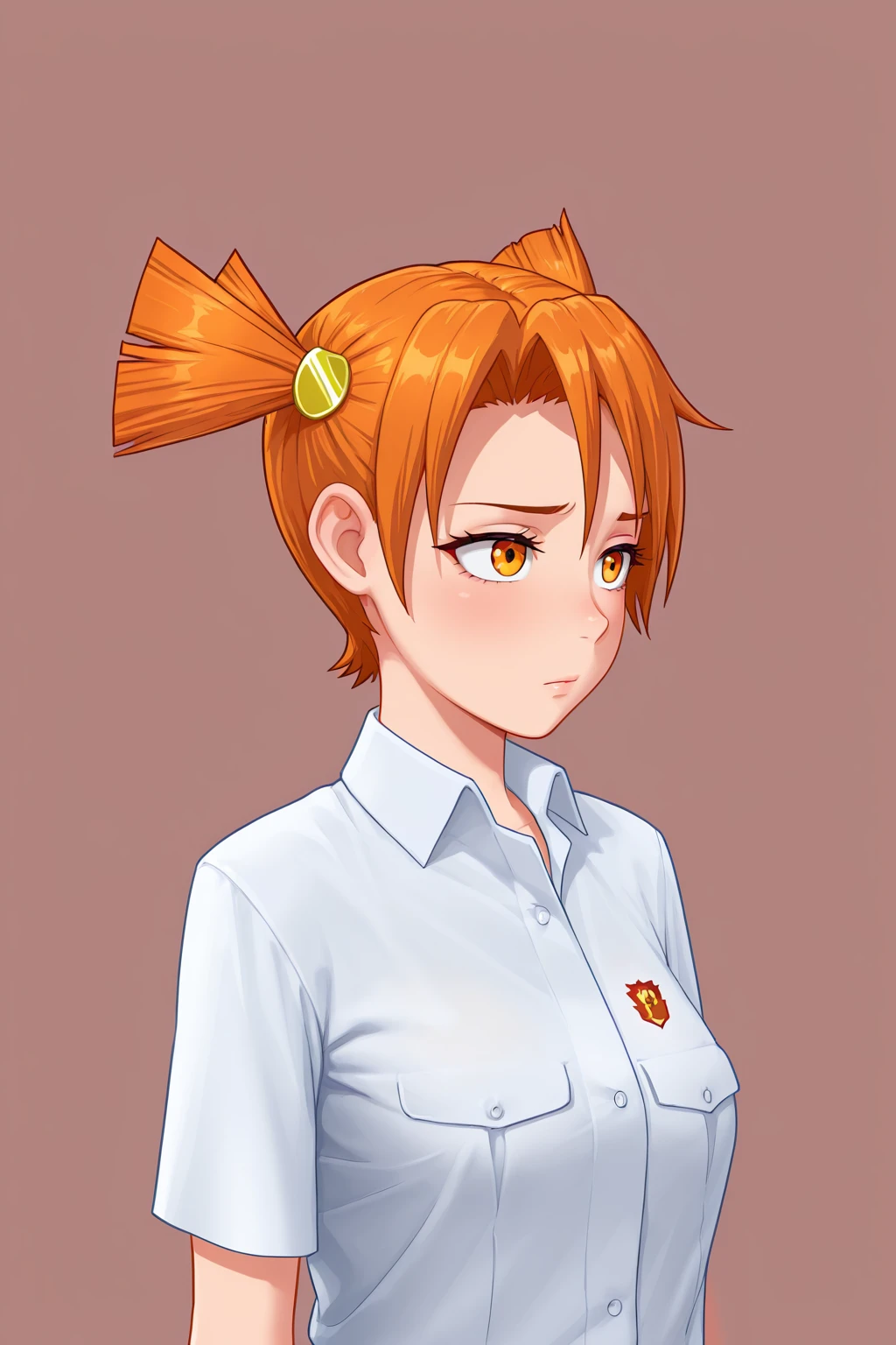 FAlisaF, orange hair, orange eyes, two pigtails, 1girl, solo, simple background, soft, smooth, very aesthetic, masterpiece, best quality, amazing quality, 8k, ultra-HD, high detail