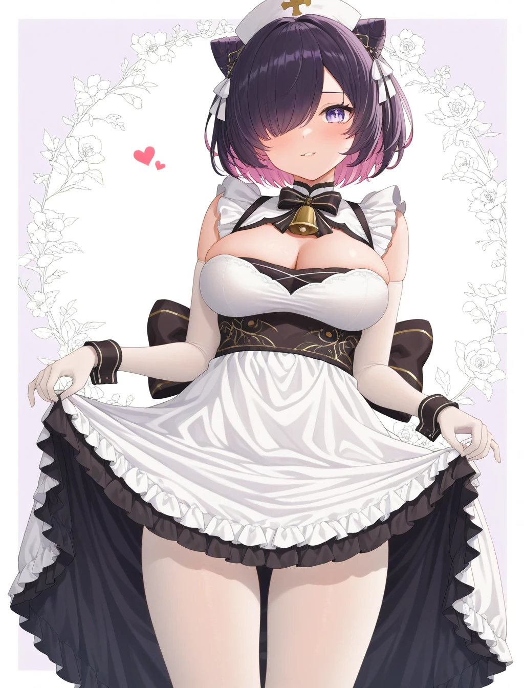 (((topless))),((show off your nipples )), ((White ruffled apron)), 15 year old beautiful girl,maid headdress,(naked apron),(masterpiece), high quality,Not NSFW, (((apron lift))),((( white lace panties))), black hair, bangs, Fair skin, thin eyebrows, bob hair, big breasts