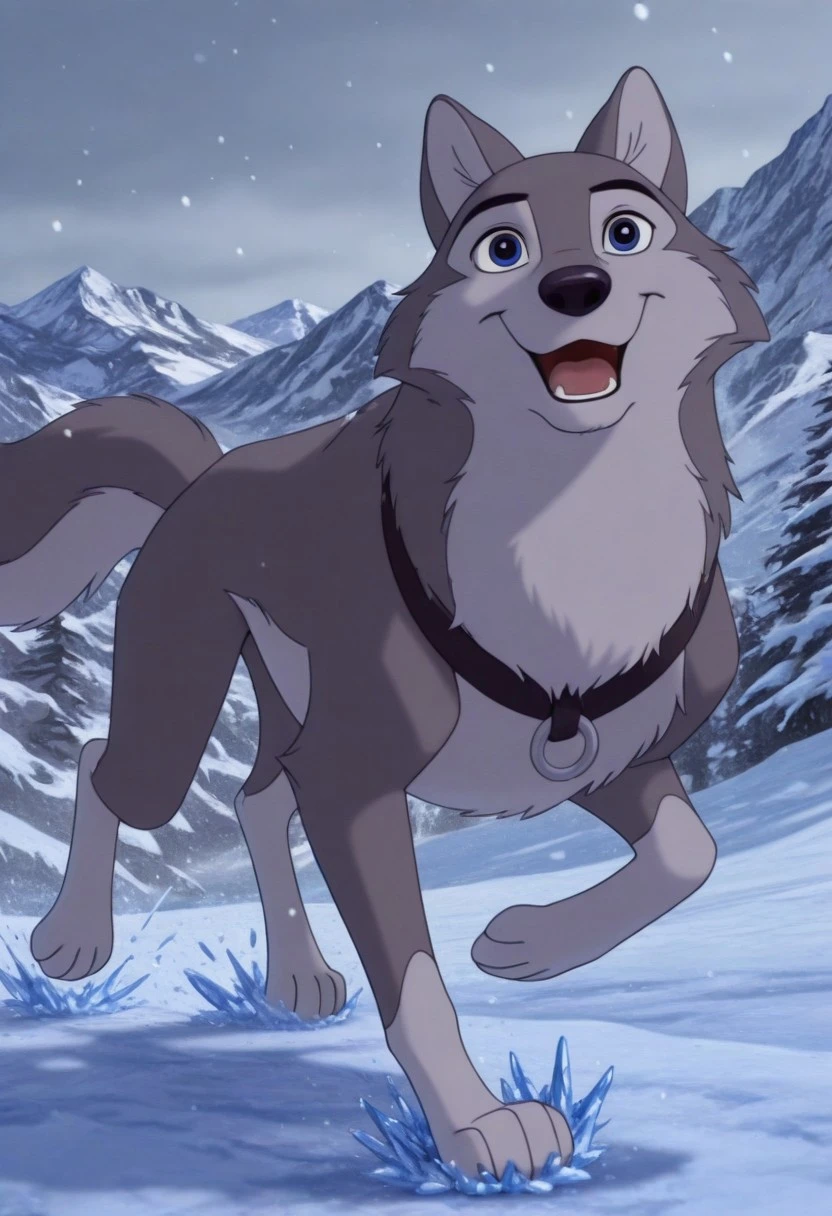 score_9, score_8_up, score_7_up, source_furry, Dustyblto, husky, solo, feral, full body, happy, running motion lines, snowing, mountains, Alaska location, ice, masterpiece, best quality, amazing quality, absurdres, newest, high res, ultra detailed, best quality, best artwork, detailed eyes, (eyes focus), perfect eyes, big iris, pupils visible, 4k, ultra quality, perfect face