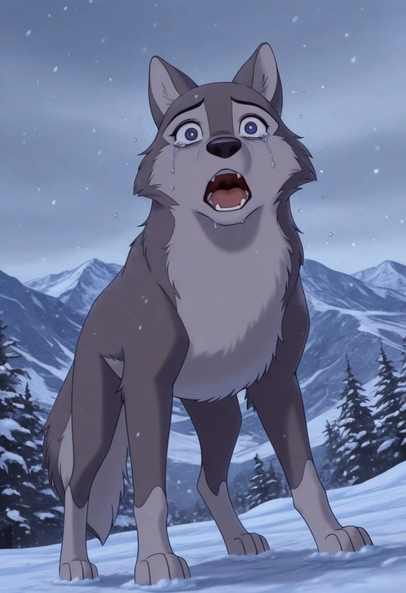 score_9, score_8_up, score_7_up, source_furry, Dustyblto, husky, solo, 1girl, feral, full body, scared, in fear, tears, snowing, mountains, Alaska location, masterpiece, best quality, amazing quality, absurdres, newest, high res, ultra detailed, best quality, best artwork, detailed eyes, (eyes focus), perfect eyes, big iris, pupils visible, 4k, ultra quality, perfect face
