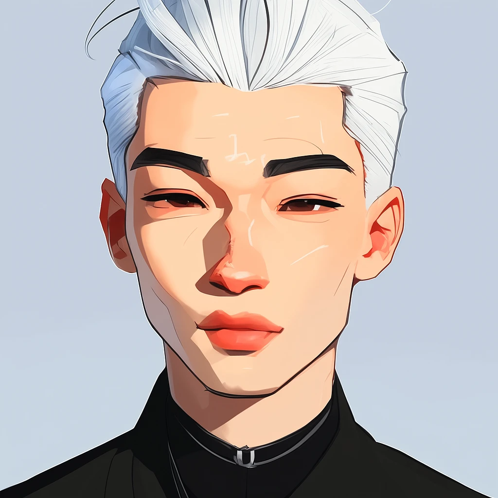samdoesarts style illustration of a ezra miller with white hair