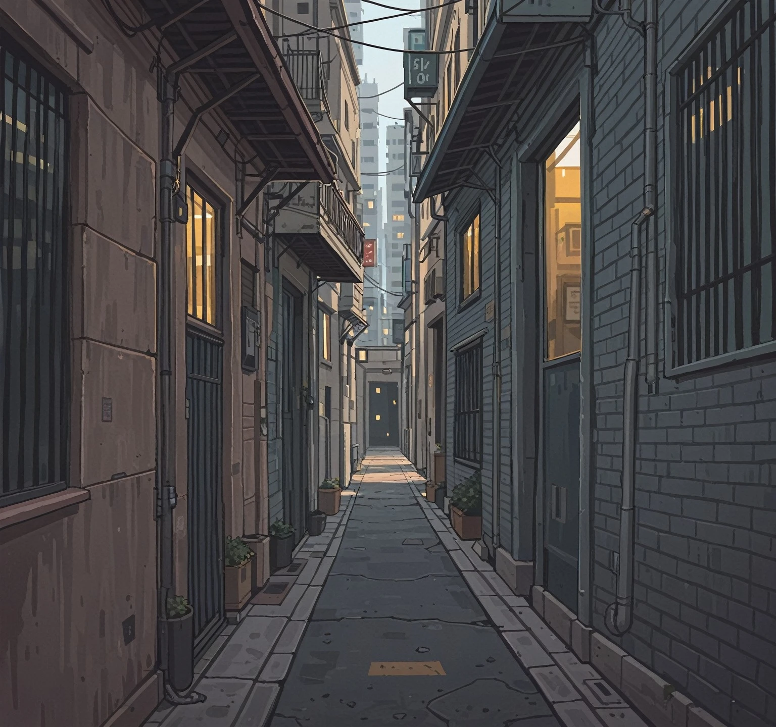 (masterpiece, best quality), b4ck4lley, narrow alley, scenery, building, outdoors, no humans , city<lora:BackAlley_illustrious:1>
