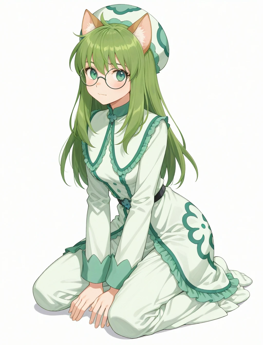 <lora:cheadle_yorkshire_XL_illustrious-noob_v1:1> 1girl, cheadle yorkshire, frilled dress, kneeling,, best quality, masterpiece, high quality, highres, absurdres ,<lora:NoobV065sHyperDmd:1>