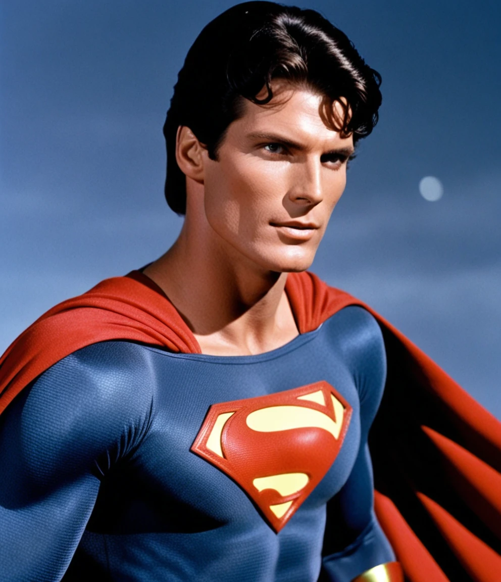 Christopher Reeve Tribute superman, Cinematic photography, movie mood, cinematic light, compelling composition, storytelling elements, conveys emotion, mood, and narrative depth, creating visually striking images that feel like still frames from a film, Cinematic portrait photography, capture subject in a way that resembles a still frame from a movie, cinematic lighting, story, narrative quality, drawing viewers into the scene and evoking a sense of cinematic immersion, capturing emotion, professional, engaging, compelling composition