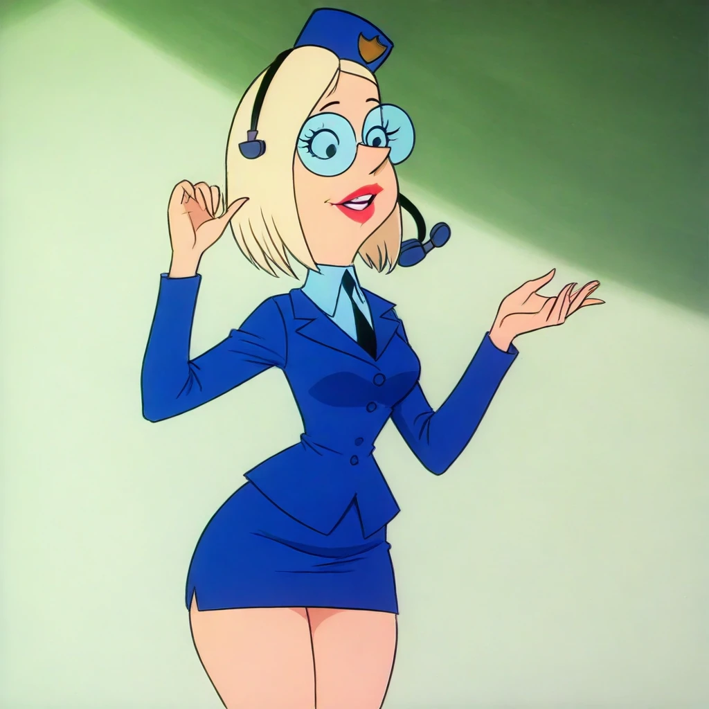 1girl, woman, stewardess, uniform, (sexy pin-up:1.1), (plump:0.4), <lora:mauricio_de_souza:0.7>